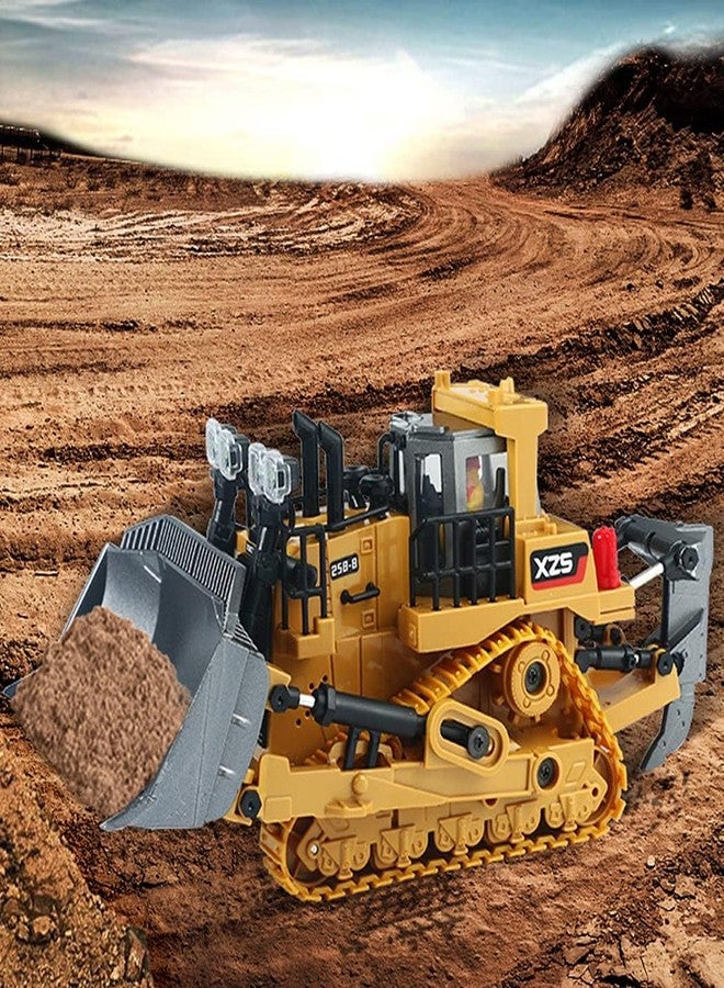 RABRA Remote Control Bulldozer RC 1/24 Full Functional Construction Vehicle, 2.4Ghz 9 Channel Bulldozer Front Loader Toy with Light and Sound for Kids Age 6,7,8,9,10,11 - Multicolor - Image 4